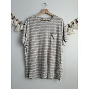 Onia 100% Linen Gray Striped Pocket Tshirt Breathable Relaxed Coastal Men NWOT